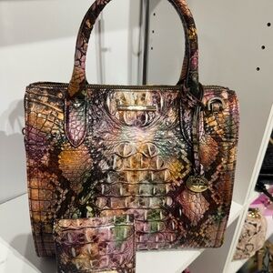 Brahmin Caroline Rattlesnack Melbourne Embossed Satchel COMES WITH Wallet PRETTY